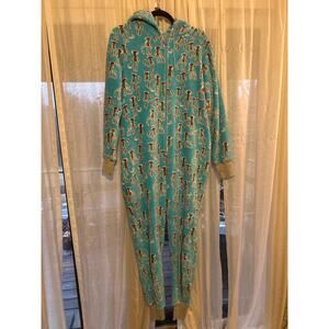 Munki Munki Sock Monkey Onesie Pajamas Women's Large Hood